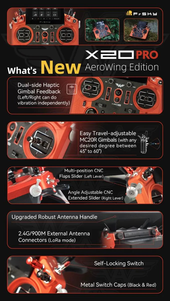 FrSky AeroWing Edition Tandem X20 PRO Dual Band Transmitter